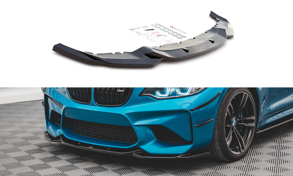 Cup Spoilerlippe Front Ansatz V.3 für BMW M2 F87 schwarz Hochglanz