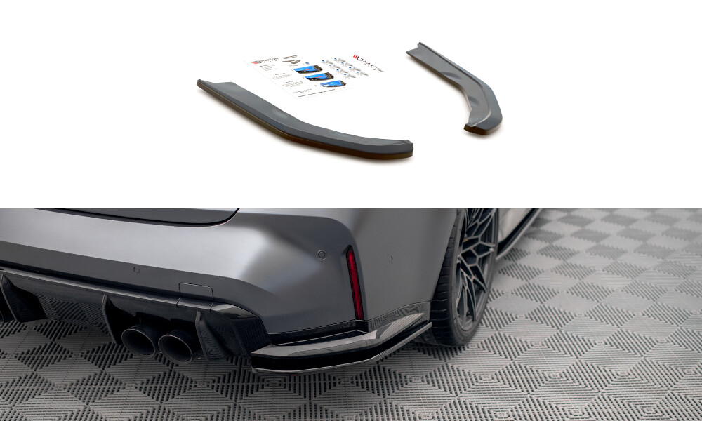 Heck Ansatz Flaps Diffusor V.1 für BMW M3 G80 schwarz Hochglanz