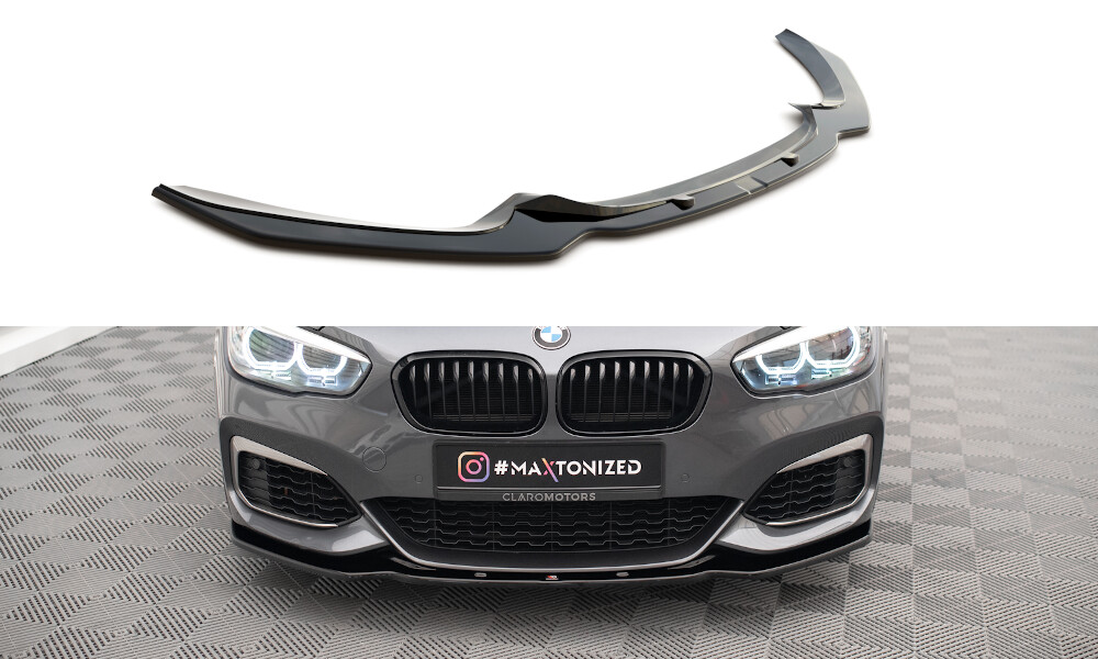 Cup Spoilerlippe Front Ansatz V.1 für BMW 1er F20/F21 M-Power FACELIFT schwarz Hochglanz