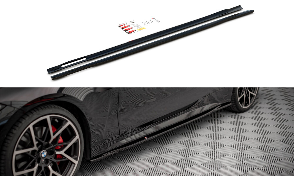 Seitenschweller Ansatz Cup Leisten V.3 für BMW 4er M-Paket G22 Carbon Look