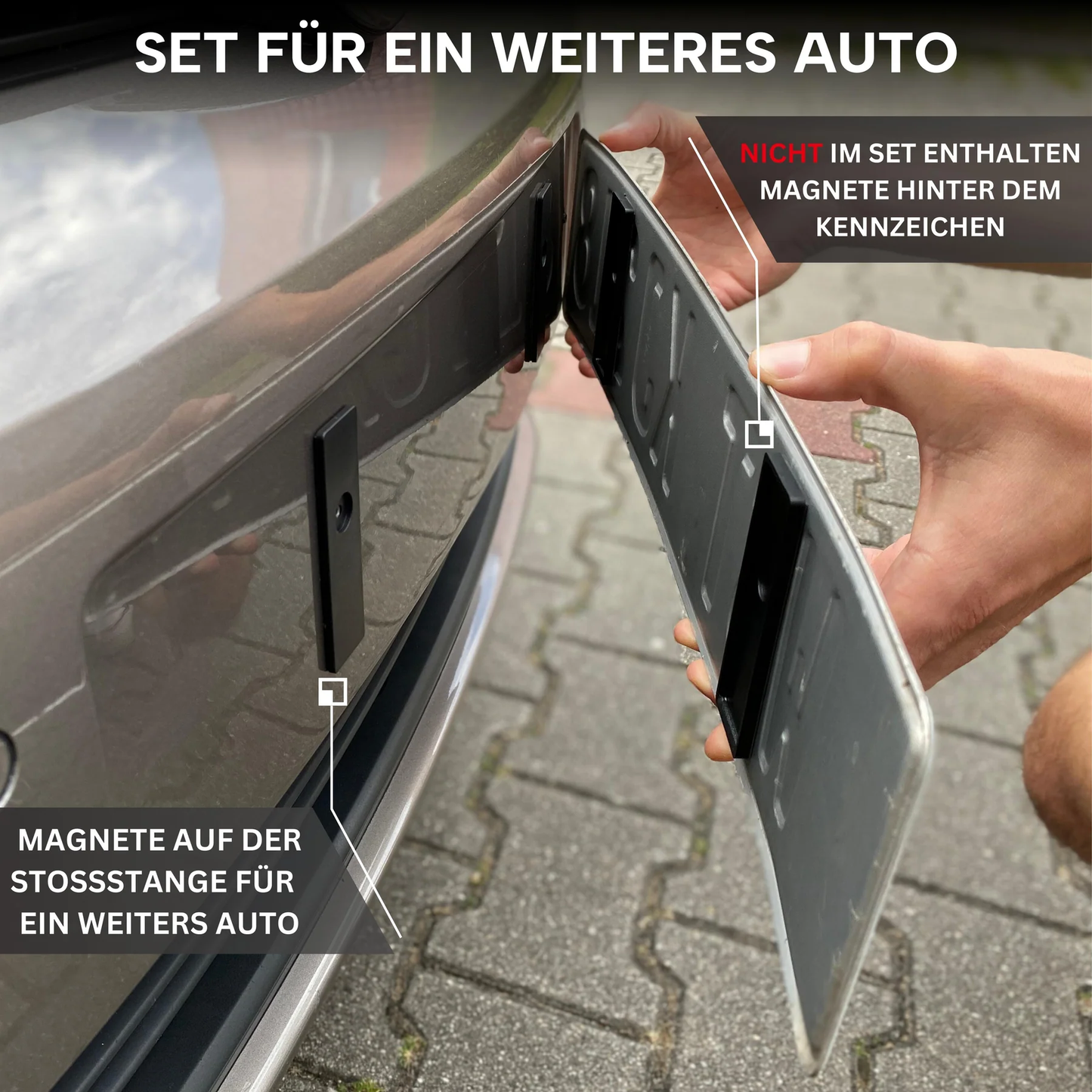 Erweiterung Wechsel-Magneten für ALU Kennzeichen - Magnete auf der Stoßstange - 100% Legal