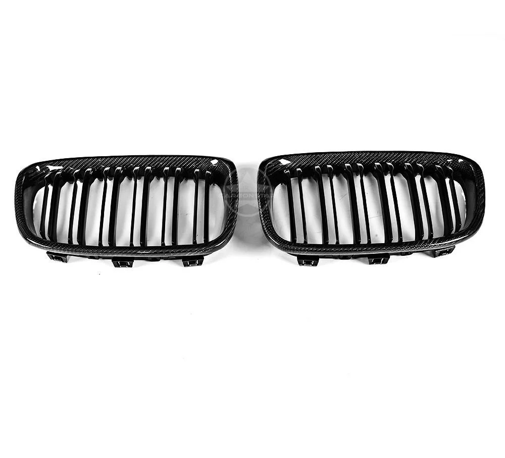 Cstar Carbon ABS Nieren Grill Glanz Schwarz Doppelsteg passend für BMW F20 F21 VFL