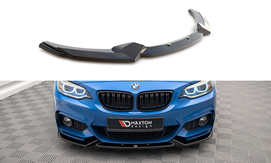 Cup Spoilerlippe Front Ansatz V.2 für BMW 2 M-Paket F22 schwarz Hochglanz