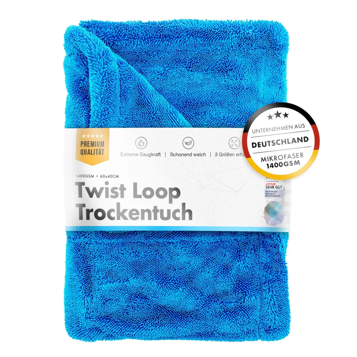 chemicalworkz Shark Twisted Loop Towel 1400GSM Blau Trockentuch 60x40cm