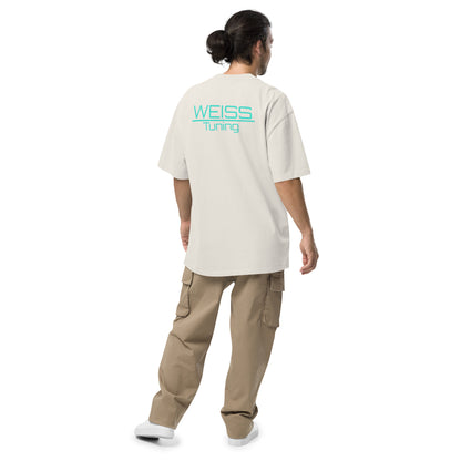 Oversized T-Shirt Weiss Tuning Türkis